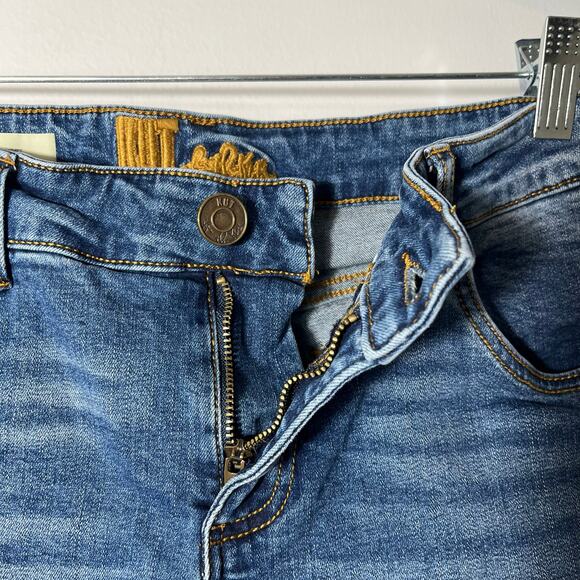 Kut women's Katy boyfriend denim short mid wash low rise stretch rolled cuff - Picture 5 of 11